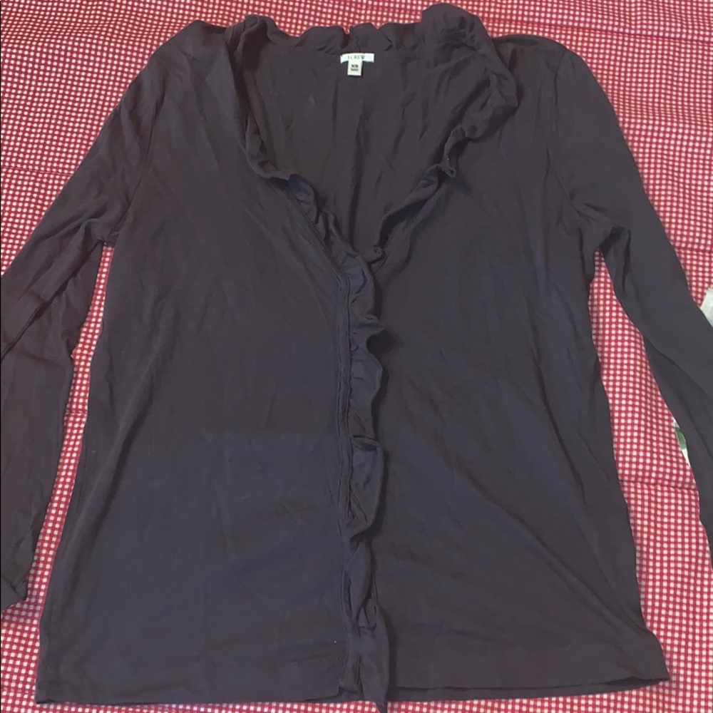 J. Crew grey ruffle shirt